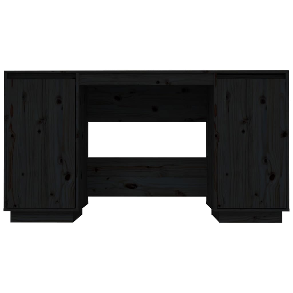 Desk Black 140x50x75 cm Solid Wood Pine