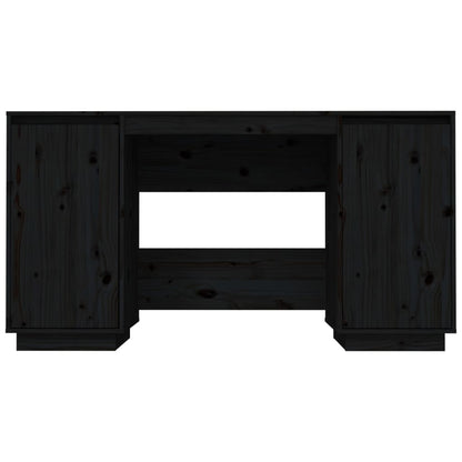 Desk Black 140x50x75 cm Solid Wood Pine