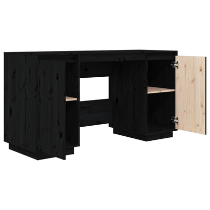 Desk Black 140x50x75 cm Solid Wood Pine