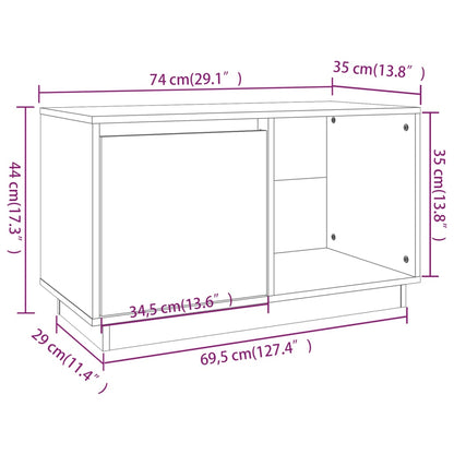 TV Cabinet 74x35x44 cm Solid Wood Pine