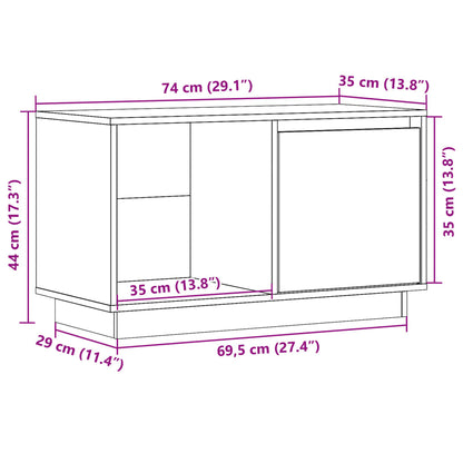 TV Cabinet Grey 74x35x44 cm Solid Wood Pine