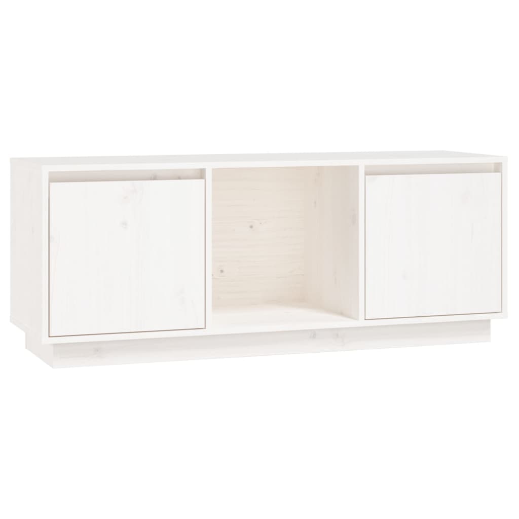 TV Cabinet White 110.5x35x44 cm Solid Wood Pine