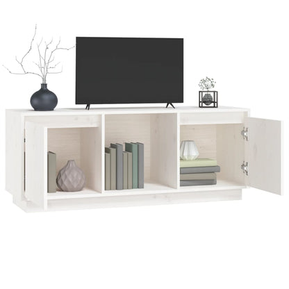 TV Cabinet White 110.5x35x44 cm Solid Wood Pine