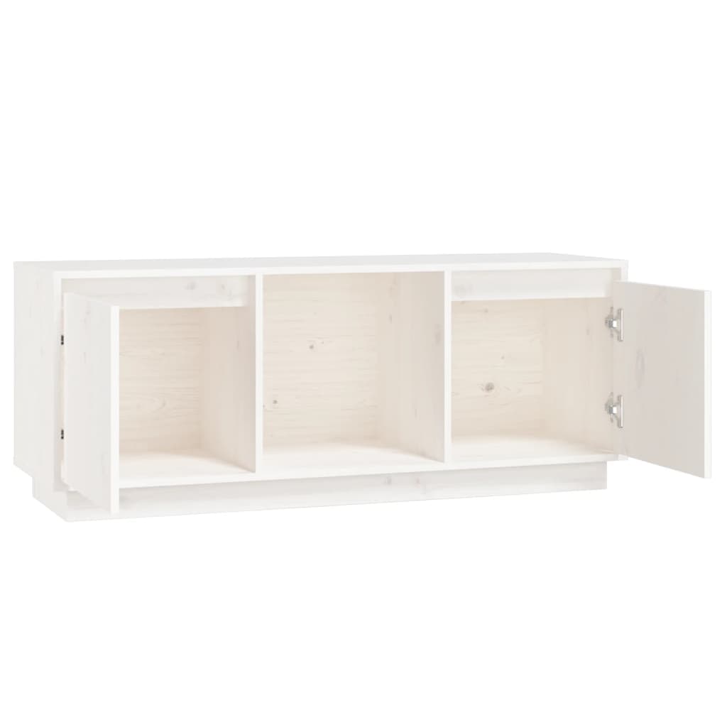 TV Cabinet White 110.5x35x44 cm Solid Wood Pine