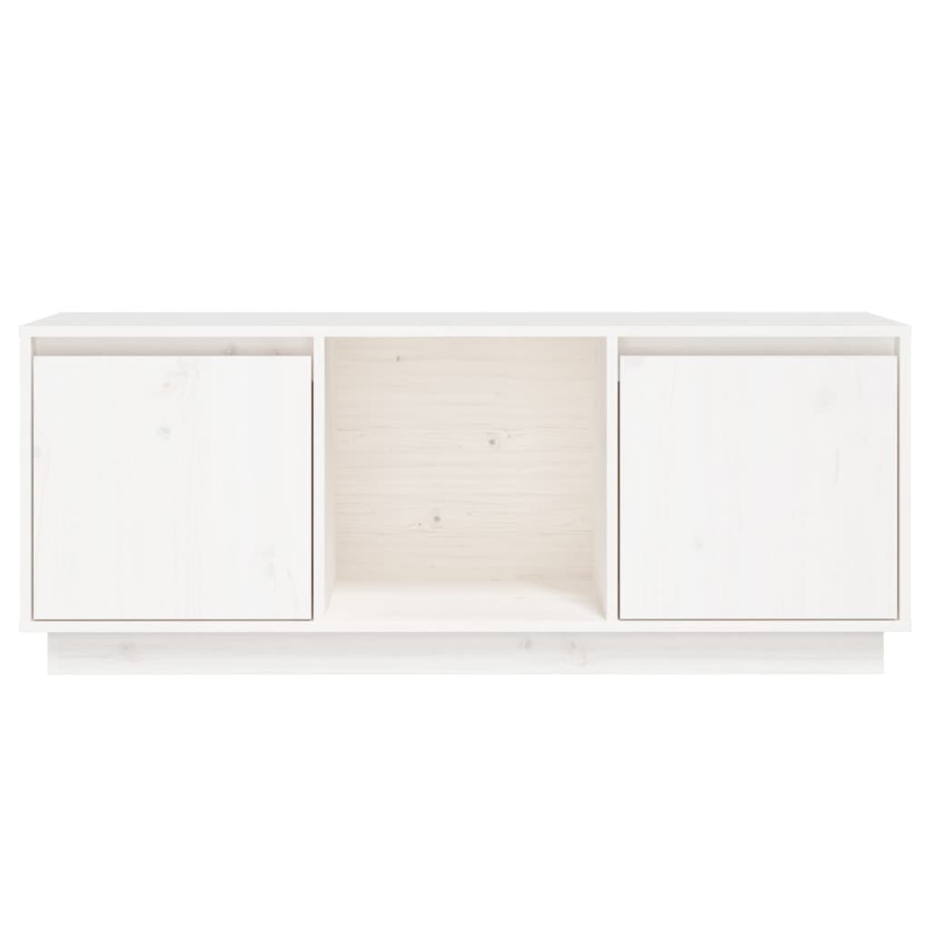 TV Cabinet White 110.5x35x44 cm Solid Wood Pine