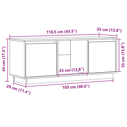 TV Cabinet White 110.5x35x44 cm Solid Wood Pine