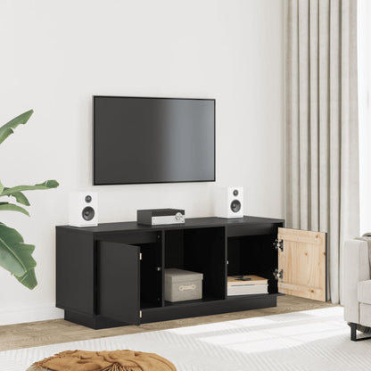 TV Cabinet Black 110.5x35x44 cm Solid Wood Pine