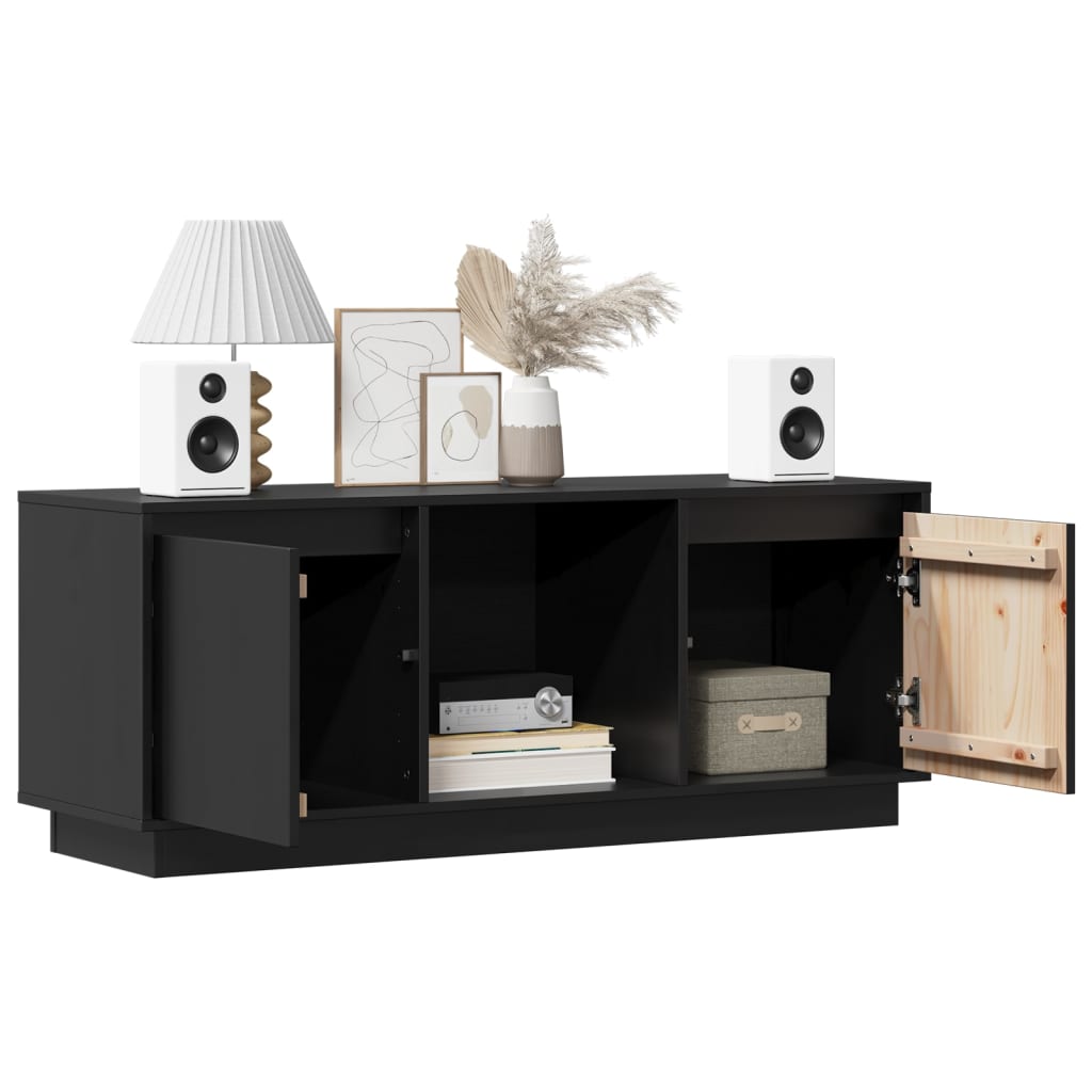 TV Cabinet Black 110.5x35x44 cm Solid Wood Pine