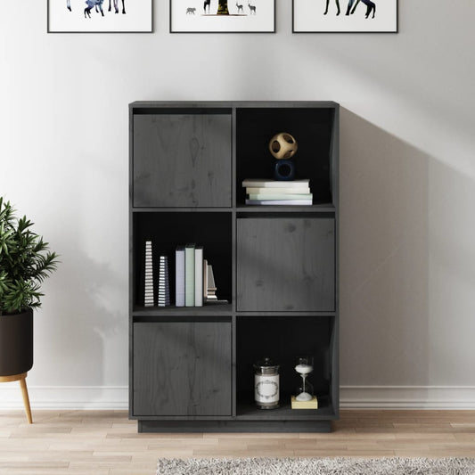 Highboard Grey 74x35x117 cm Solid Wood Pine