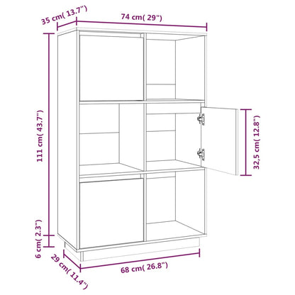 Highboard Honey Brown 74x35x117 cm Solid Wood Pine