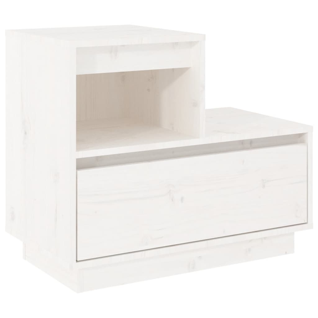 Bedside Cabinet White 60x34x51 cm Solid Wood Pine