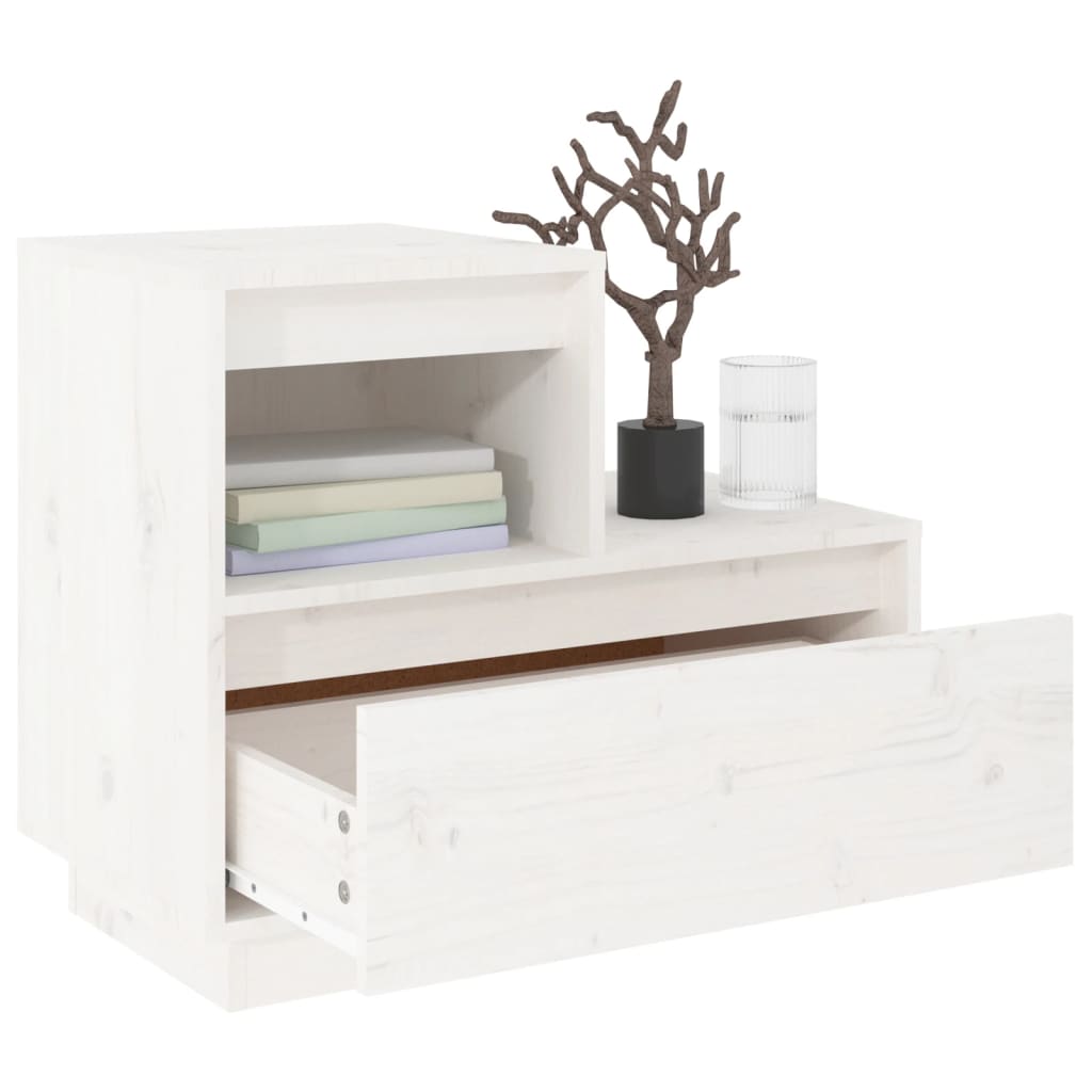 Bedside Cabinet White 60x34x51 cm Solid Wood Pine