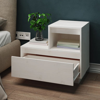 Bedside Cabinet White 60x34x51 cm Solid Wood Pine