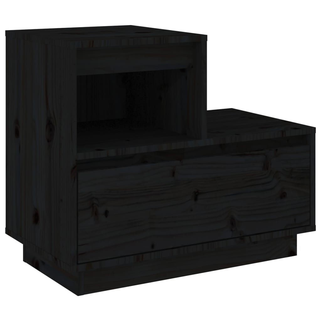 Bedside Cabinets 2 pcs Black 60x34x51 cm Solid Wood Pine