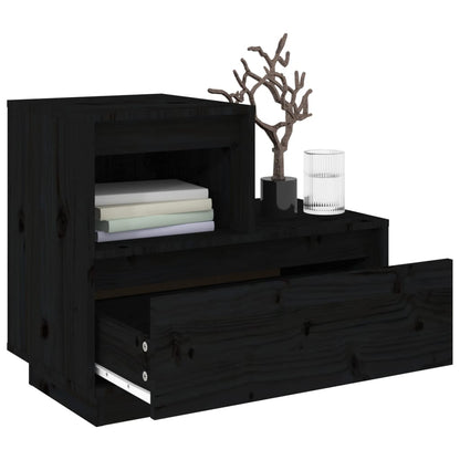 Bedside Cabinets 2 pcs Black 60x34x51 cm Solid Wood Pine