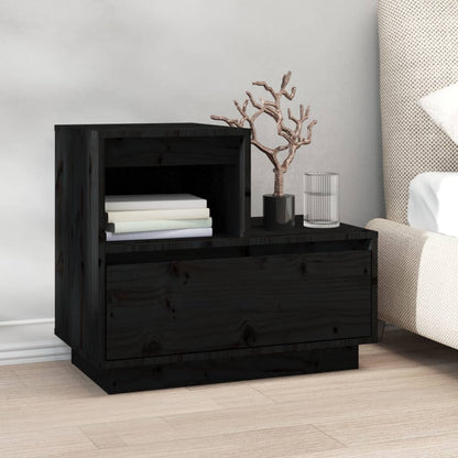 Bedside Cabinets 2 pcs Black 60x34x51 cm Solid Wood Pine