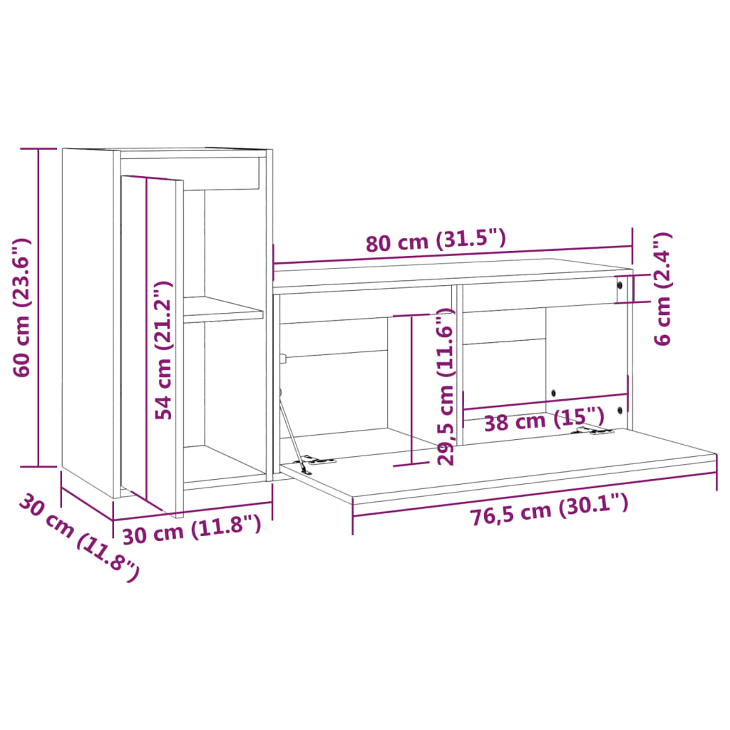 TV Cabinets 2 pcs Honey Brown Solid Wood Pine