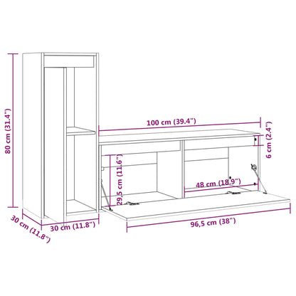 TV Cabinets 2 pcs Honey Brown Solid Wood Pine