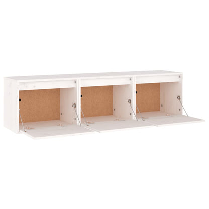 TV Cabinets 3 pcs White Solid Wood Pine