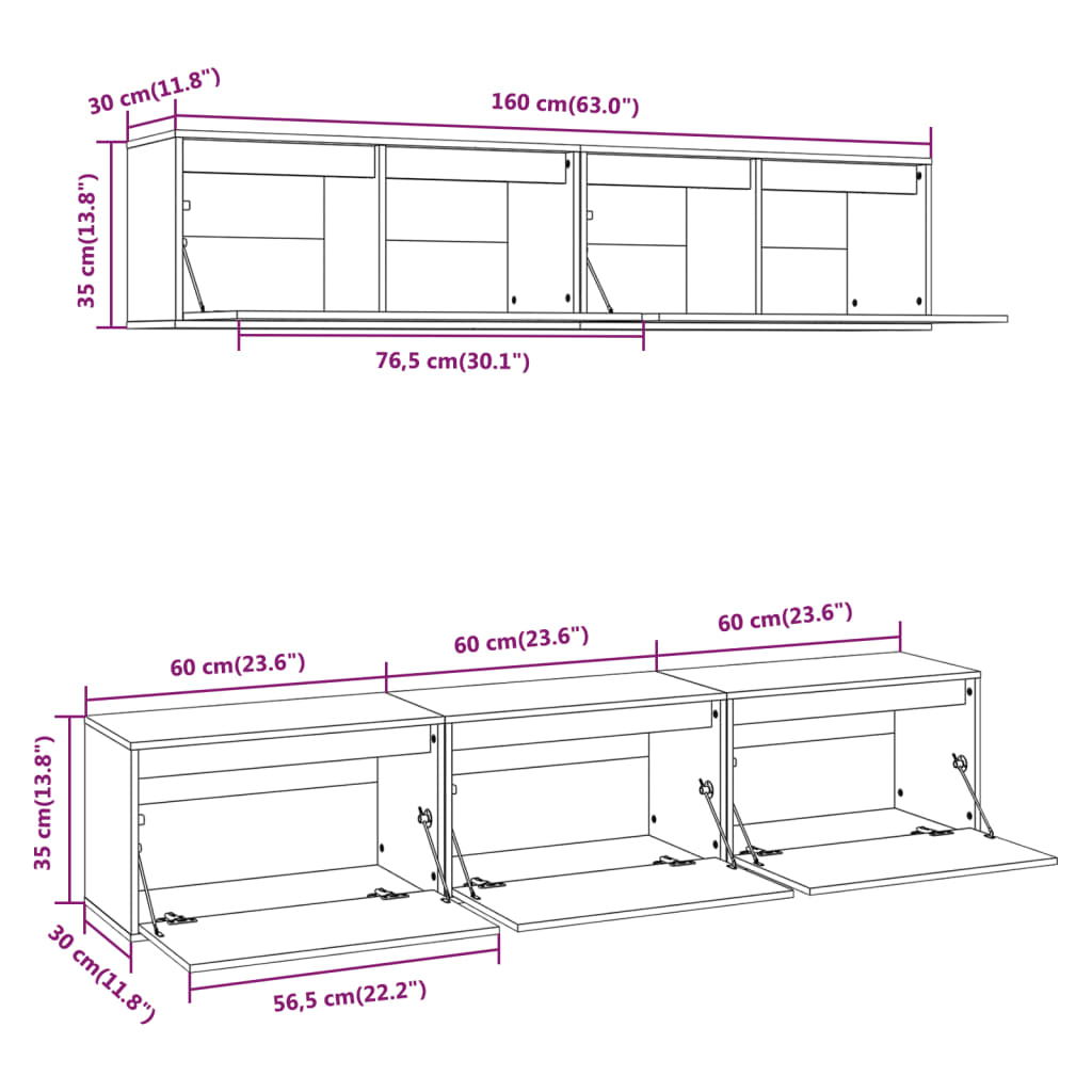 TV Cabinets 5 pcs Solid Wood Pine