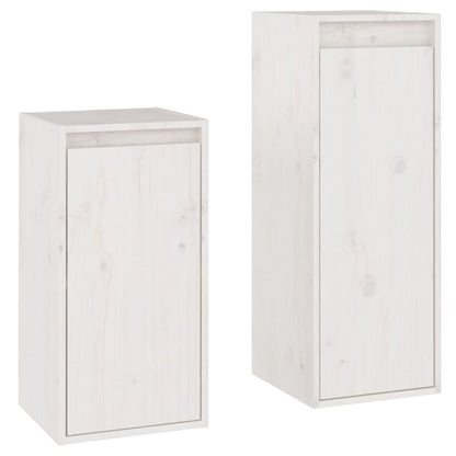 TV Cabinets 2 pcs White Solid Wood Pine