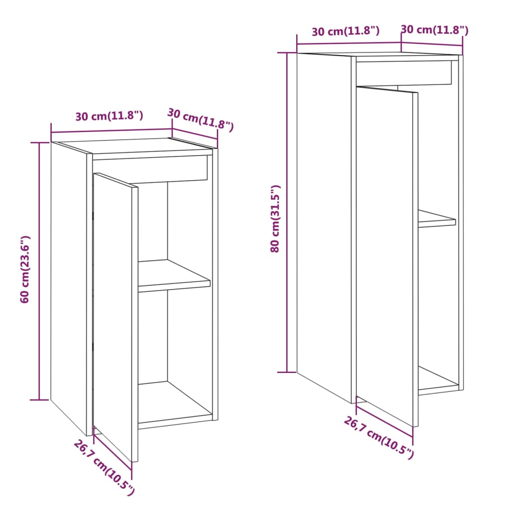 TV Cabinets 2 pcs Grey Solid Wood Pine