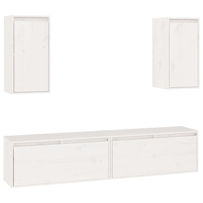 TV Cabinets 4 pcs White Solid Wood Pine