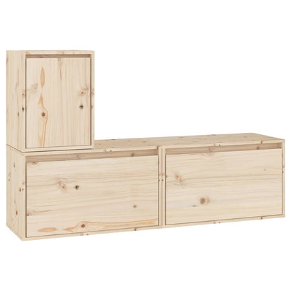 TV Cabinets 3 pcs Solid Wood Pine