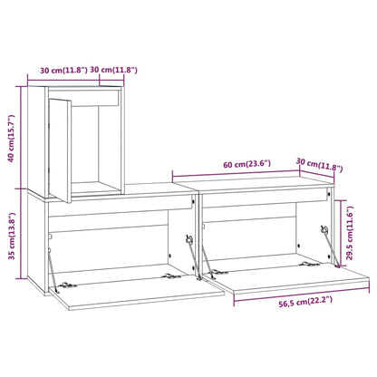 TV Cabinets 3 pcs Solid Wood Pine