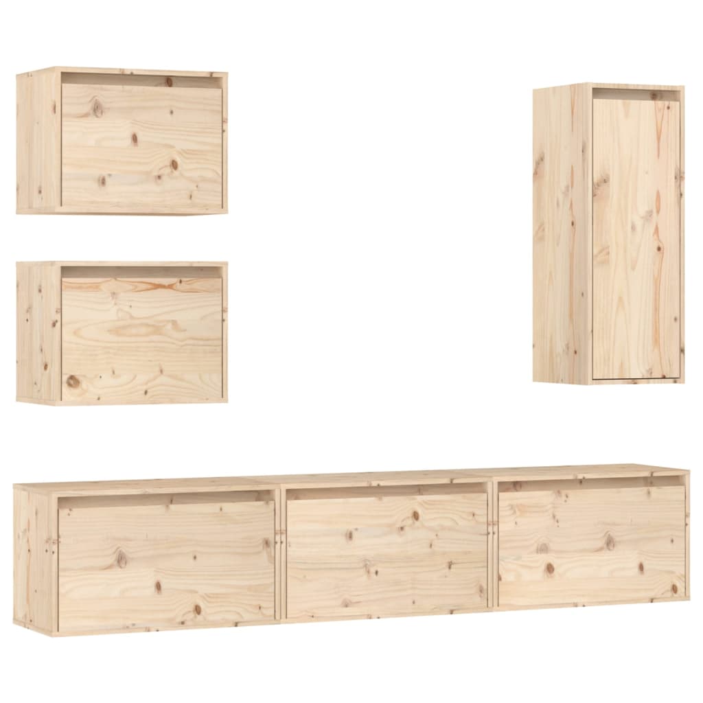 TV Cabinets 6 pcs Solid Wood Pine