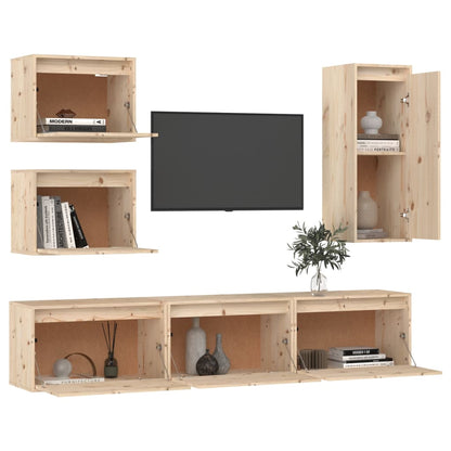 TV Cabinets 6 pcs Solid Wood Pine