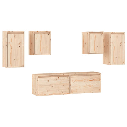 TV Cabinets 6 pcs Solid Wood Pine