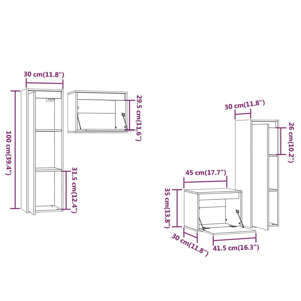 TV Cabinets 4 pcs Honey Brown Solid Wood Pine