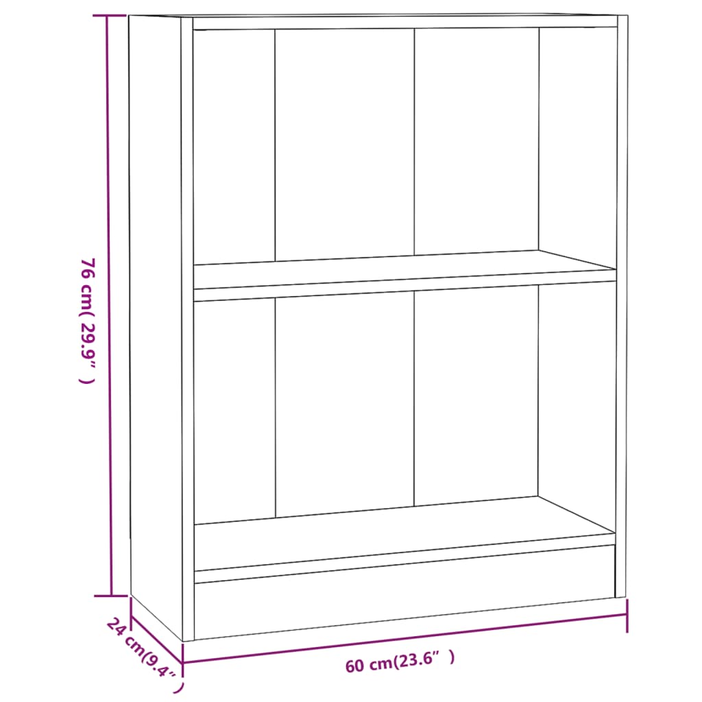 Bookshelf Brown Oak 60x24x76 cm Engineered Wood