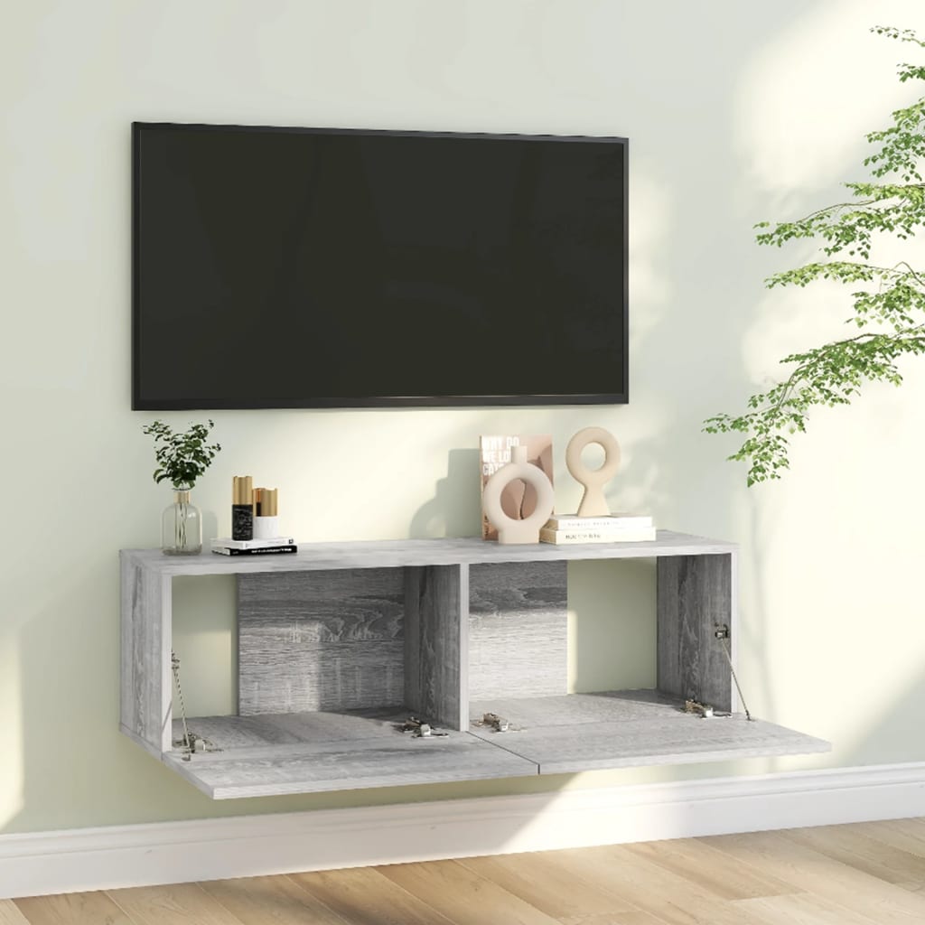 TV Wall Cabinet Grey Sonoma 100x30x30 cm Engineered Wood