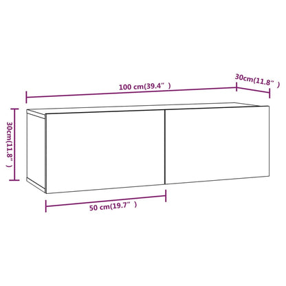 TV Wall Cabinet Grey Sonoma 100x30x30 cm Engineered Wood