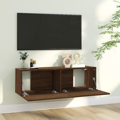 TV Wall Cabinet Brown Oak 100x30x30 cm Engineered Wood