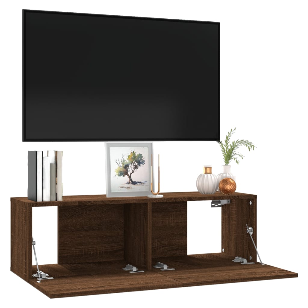 TV Wall Cabinet Brown Oak 100x30x30 cm Engineered Wood