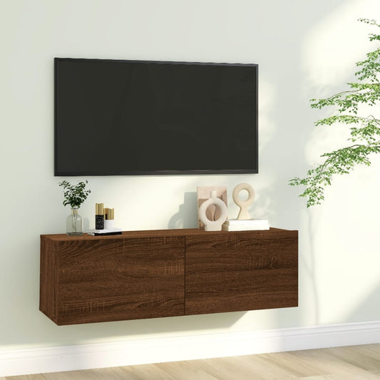 TV Wall Cabinet Brown Oak 100x30x30 cm Engineered Wood