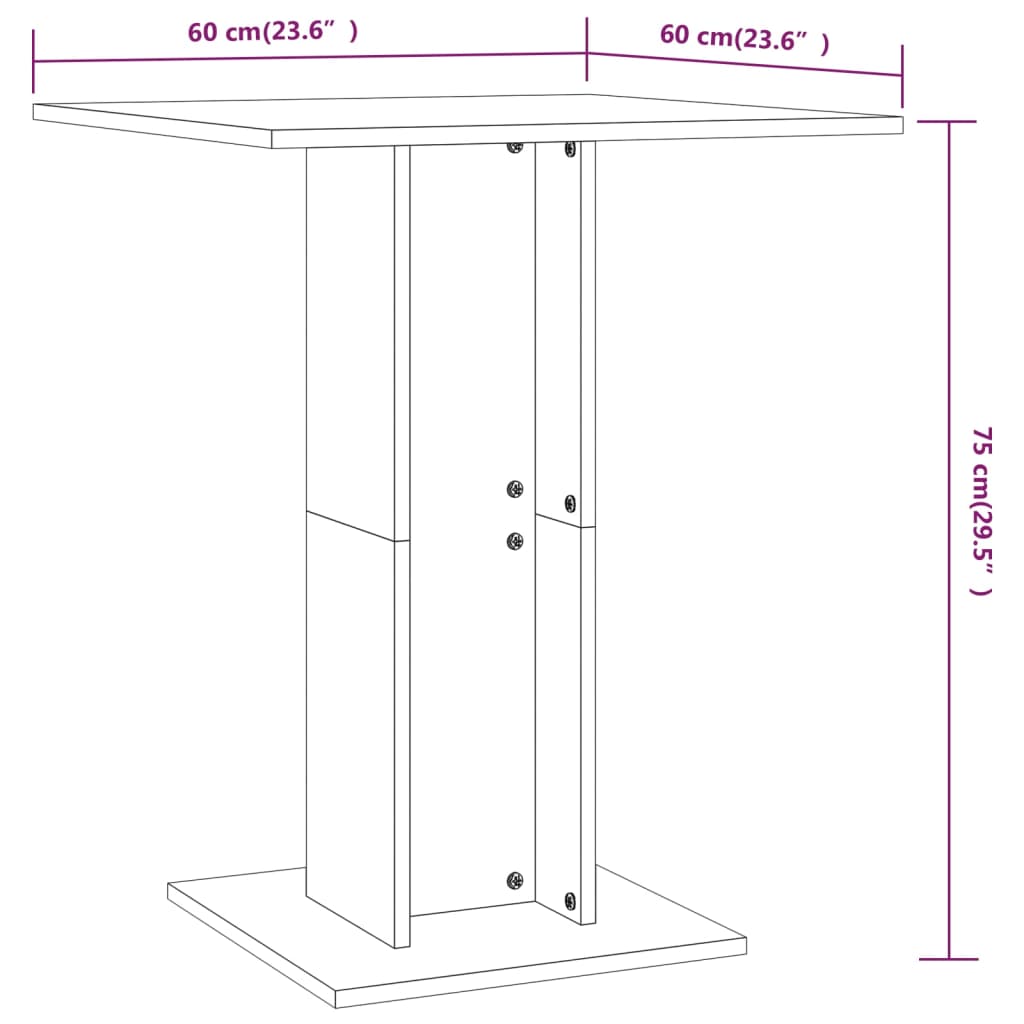 Bistro Table Grey Sonoma 60x60x75 cm Engineered Wood