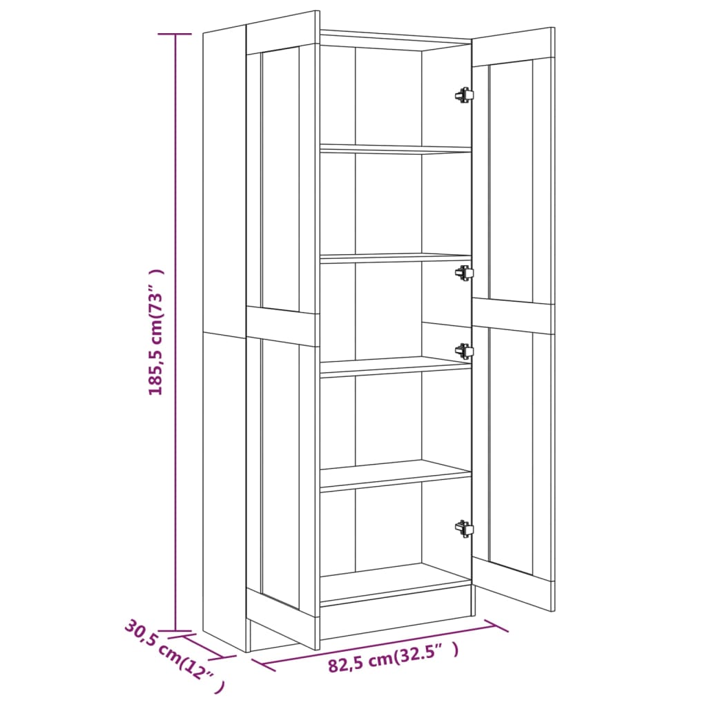 Book Cabinet Smoked Oak 82.5x30.5x185.5 cm Engineered Wood