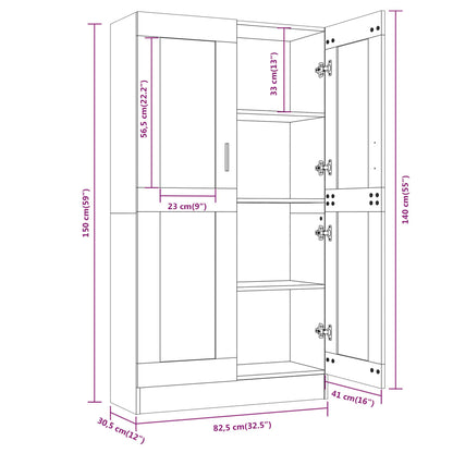 Vitrine Cabinet Smoked Oak 82.5x30.5x150 cm Engineered Wood