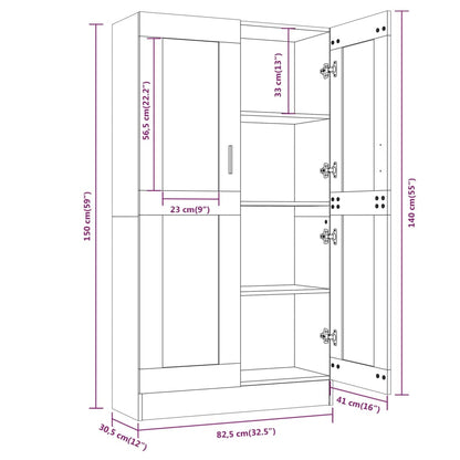 Vitrine Cabinet Grey Sonoma 82.5x30.5x150 cm Engineered Wood