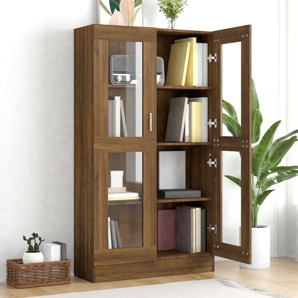 Vitrine Cabinet Brown Oak 82.5x30.5x150 cm Engineered Wood