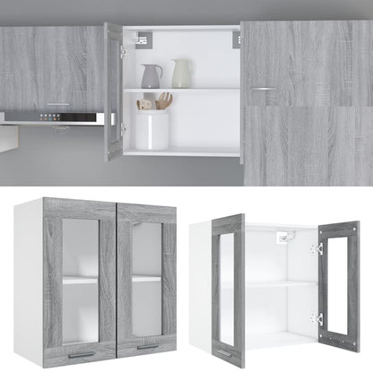 Hanging Glass Cabinet Grey Sonoma 60x31x60 cm Engineered Wood