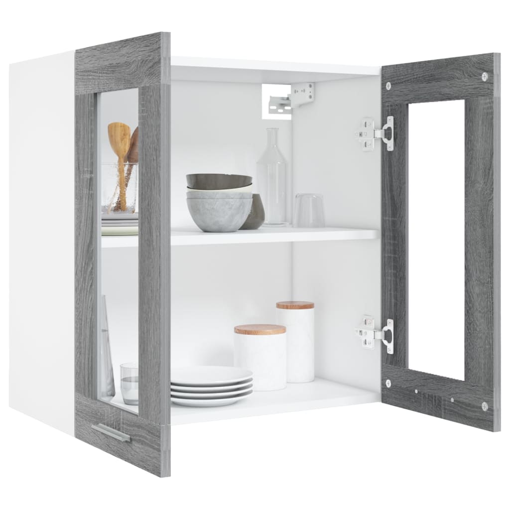 Hanging Glass Cabinet Grey Sonoma 60x31x60 cm Engineered Wood