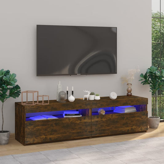 TV Cabinet with LED Lights 2 pcs Smoked Oak 75x35x40 cm