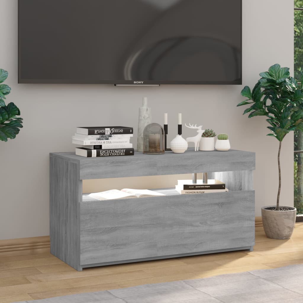 TV Cabinet with LED Lights Grey Sonoma 75x35x40 cm