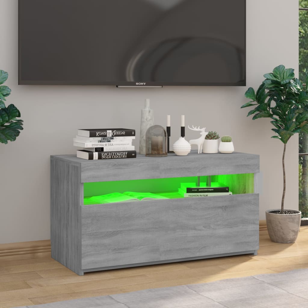 TV Cabinet with LED Lights Grey Sonoma 75x35x40 cm