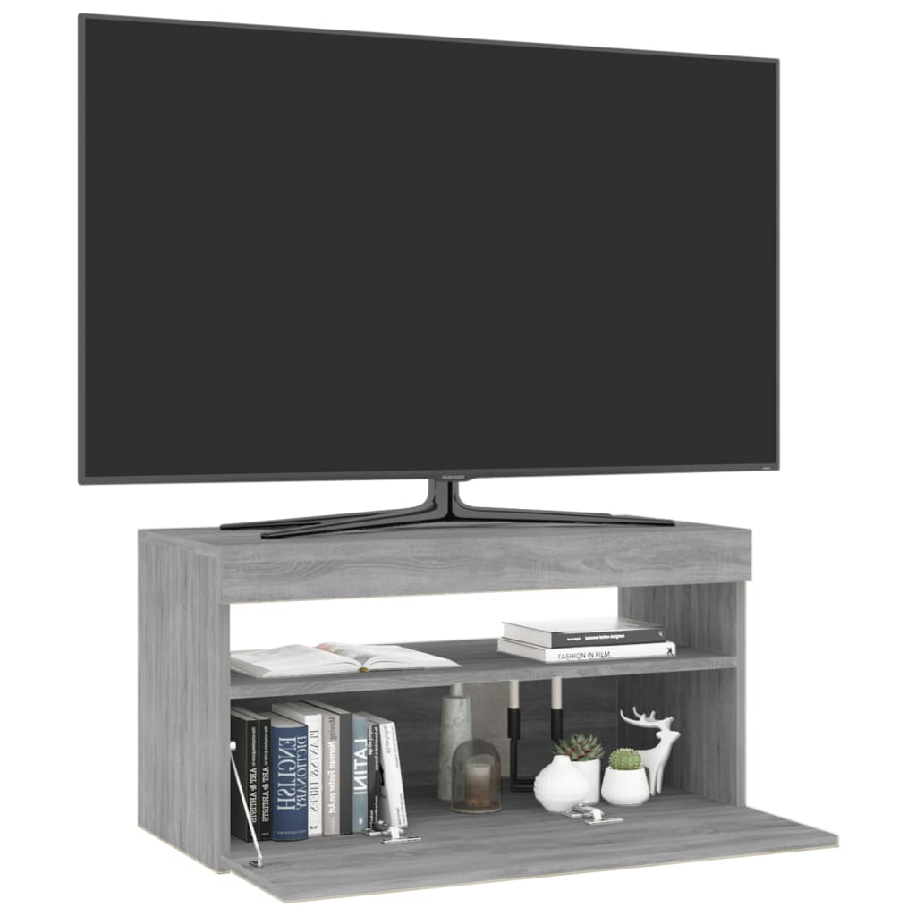 TV Cabinet with LED Lights Grey Sonoma 75x35x40 cm